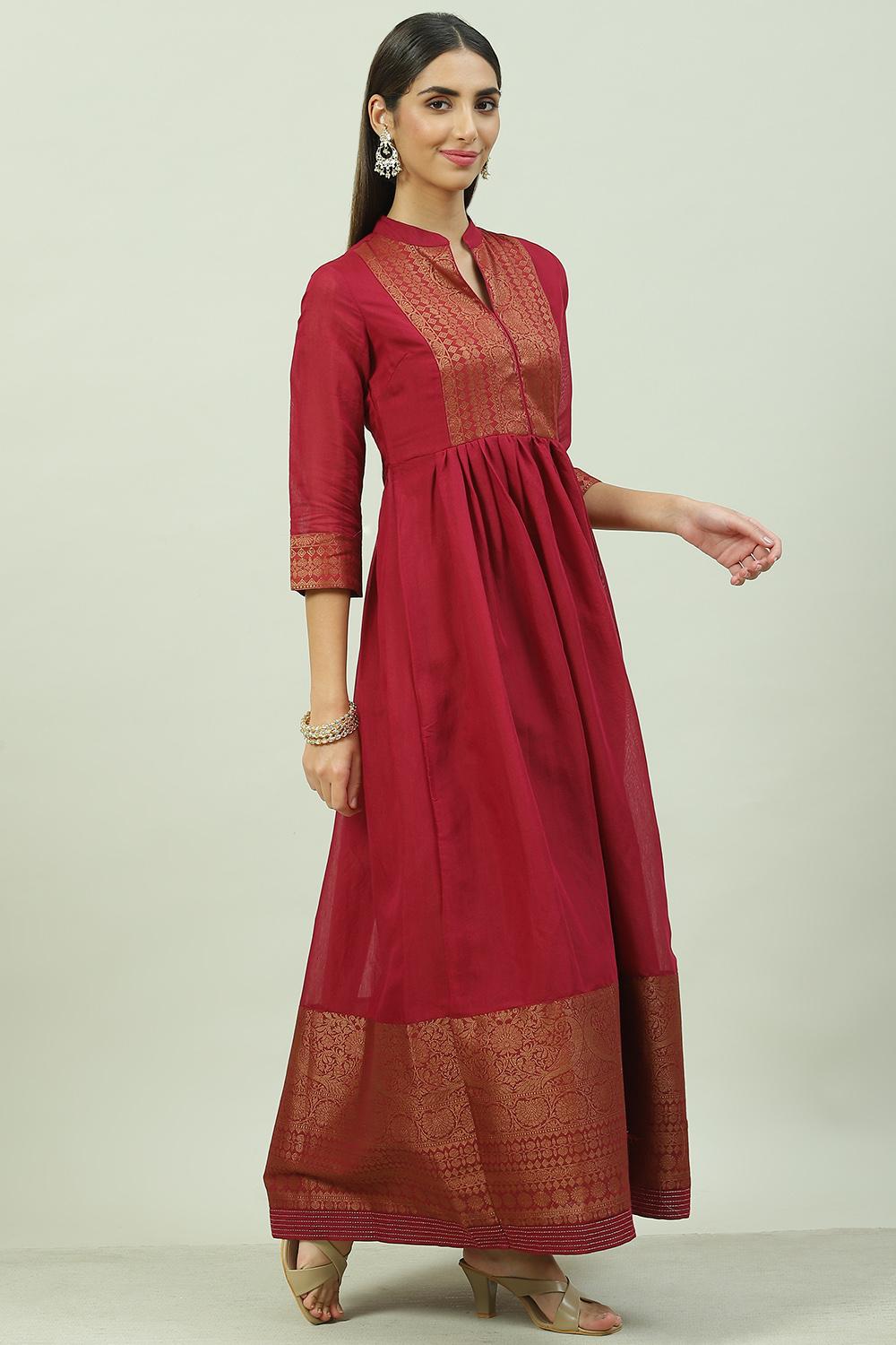 Black Art Silk Flared Yarndyed Kurta image number 3