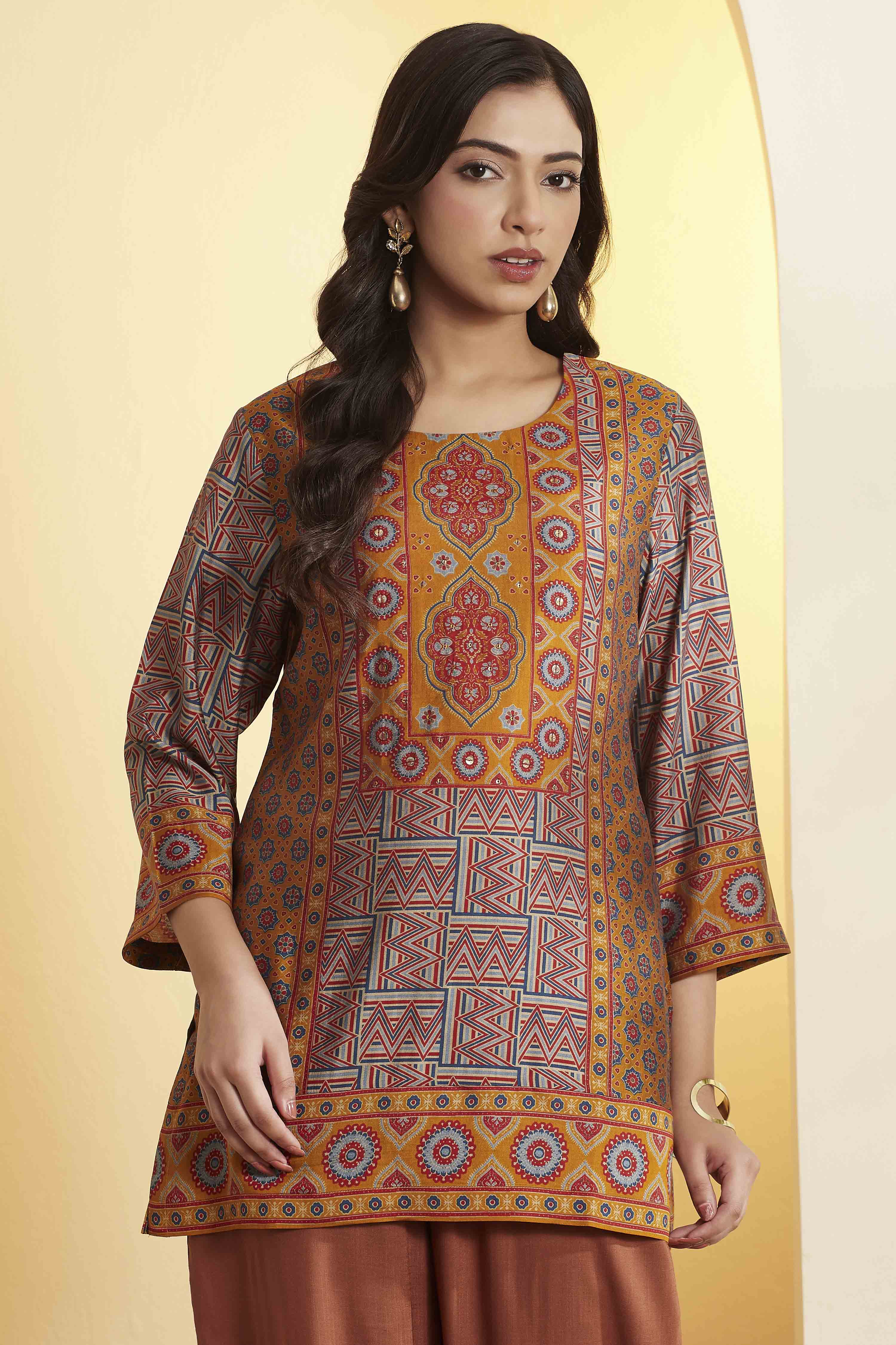 Blue Viscose Blend Straight Kurta image number 5