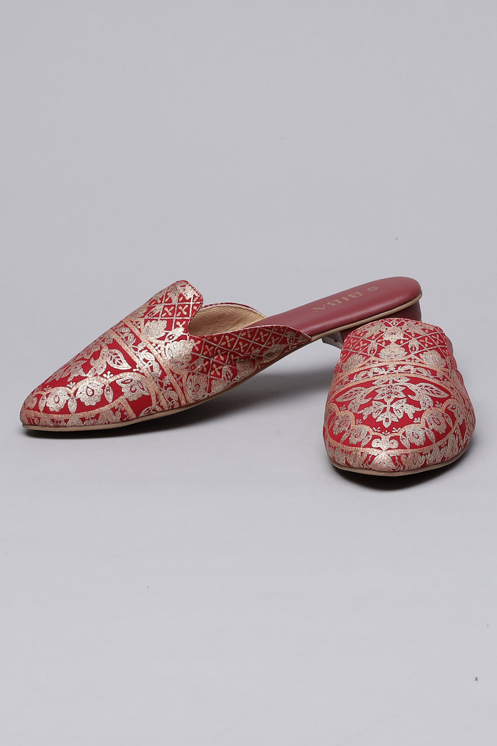 Maroon Fabric Formal Mules image number 0