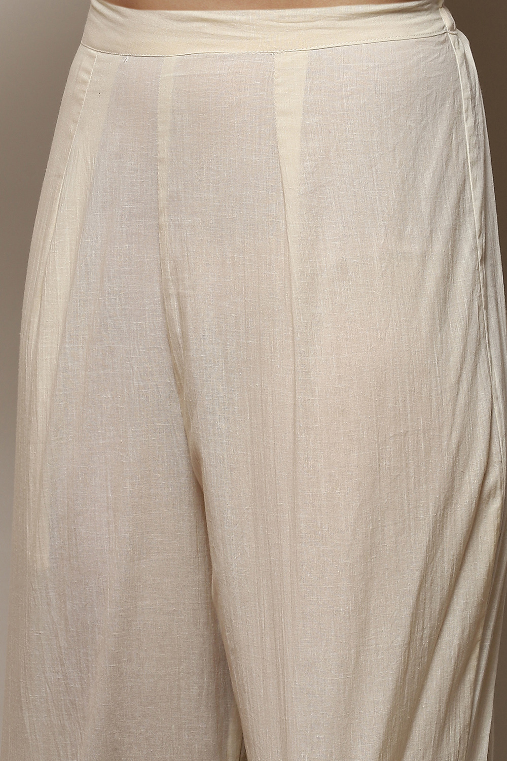 Beige Linen Handloom Unstitched Suit Set image number 3