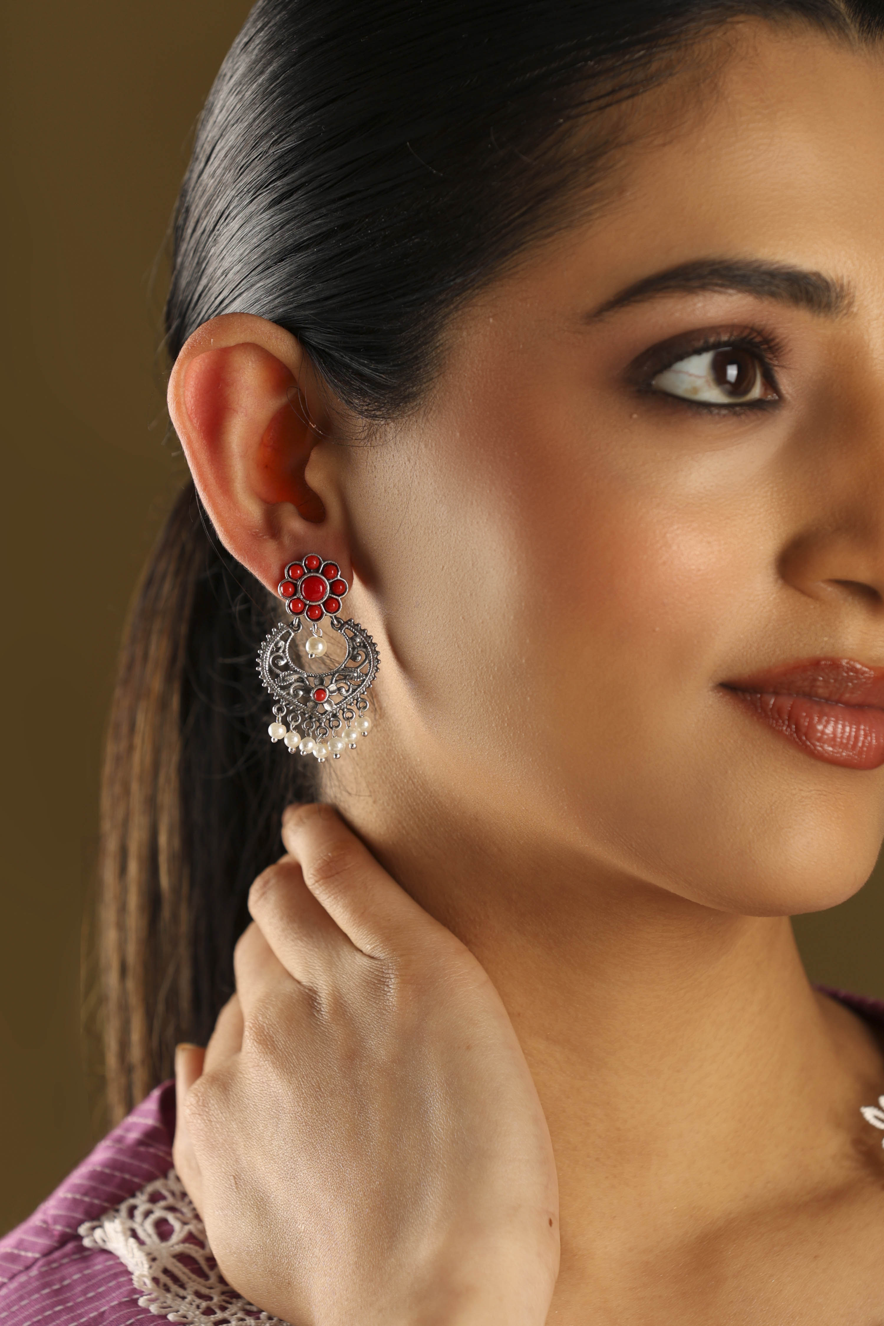 Red Brass Drop & Danglers image number 3