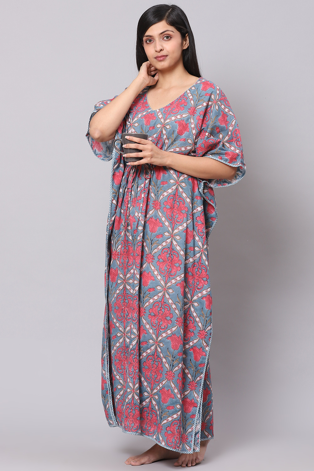 Grey Straight Poly Viscose Printed Sleepwear image number 5
