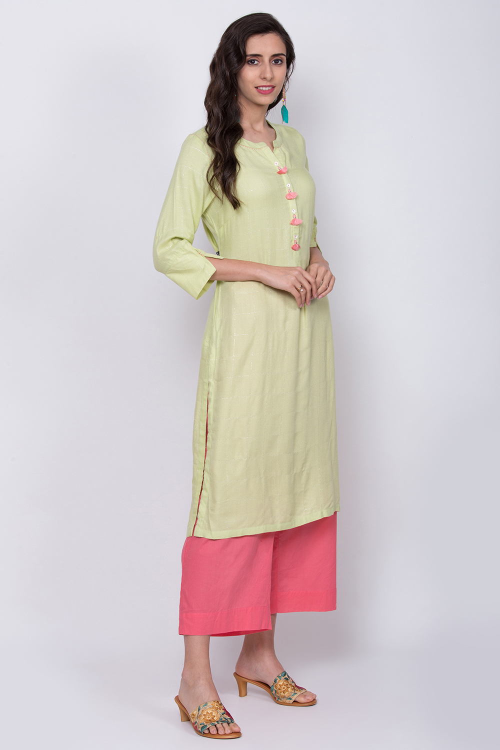 Mint Green Rayon Straight Kurta image number 3