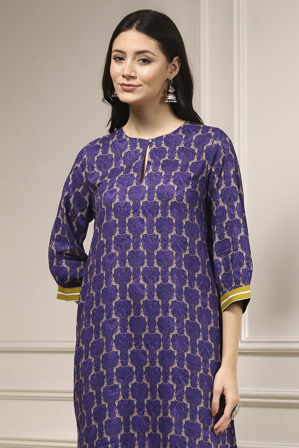 Indigo Blue Printed Straight Suit Set image number 1