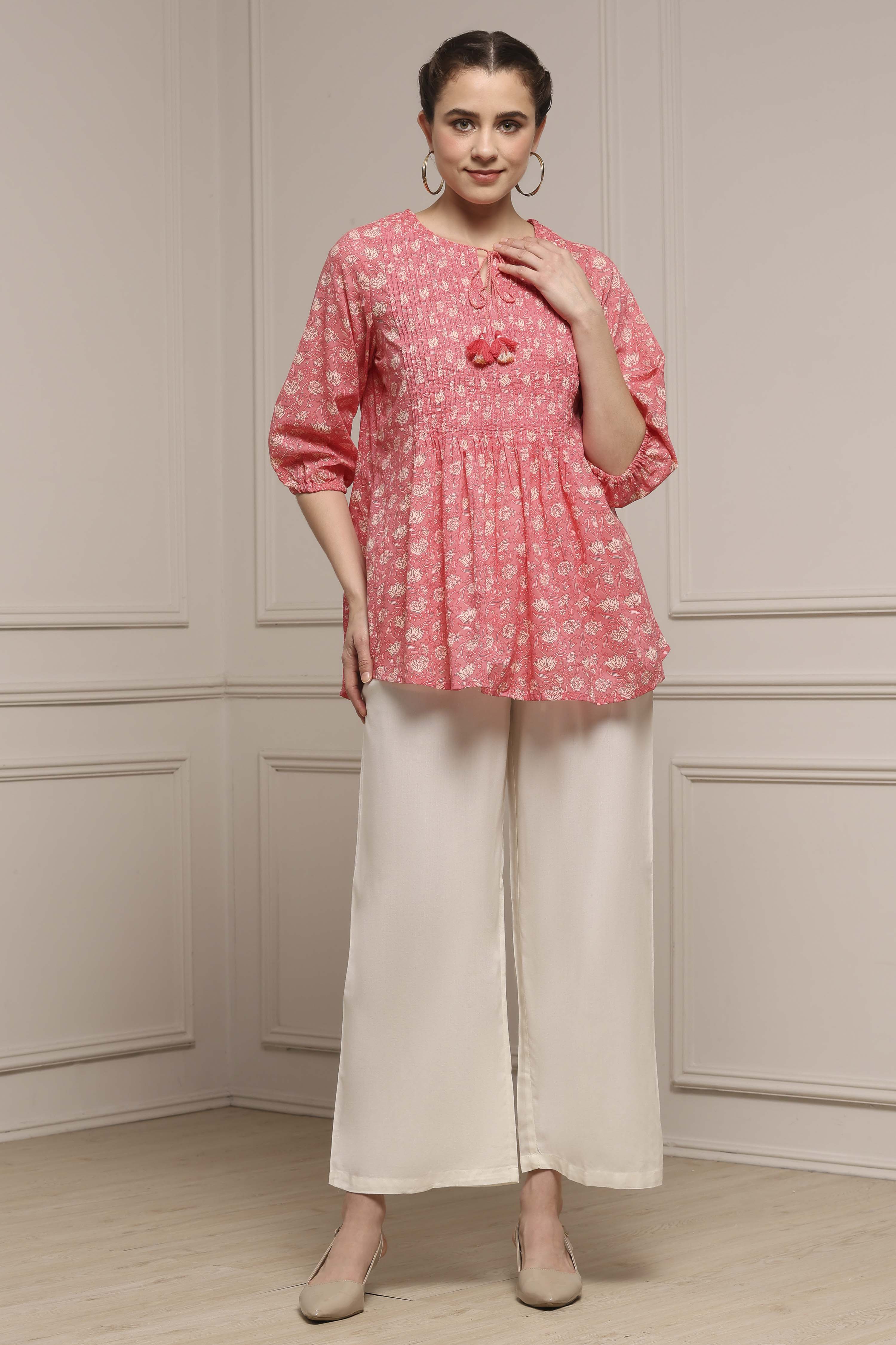 Blue Viscose Rayon Straight Palazzos image number 3