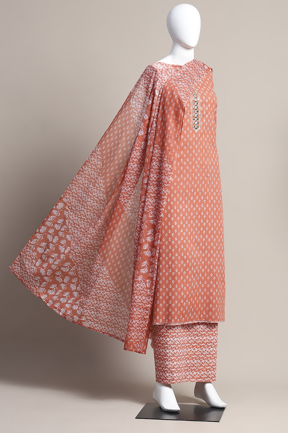 Mustard Cotton Blend Unstitched Suit Set image number 0