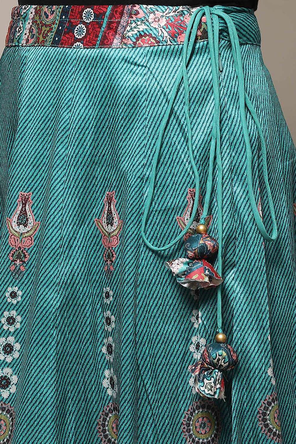 Teal Art Silk Skirt image number 1