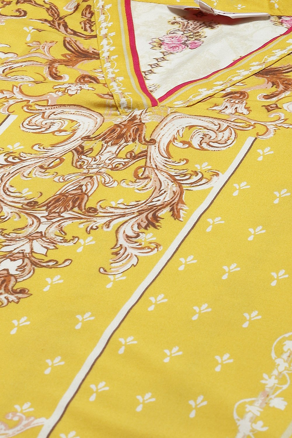 Yellow Rayon Straight Printed Kurta image number 1