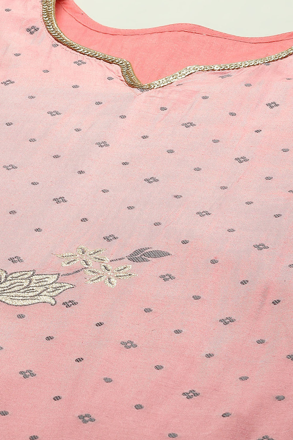 Blue Chanderi Unstitched Suit Set image number 2