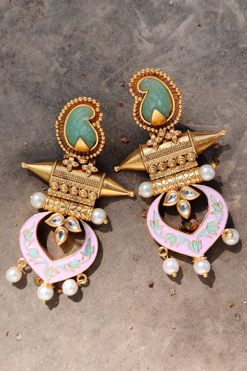Pink And Mint Green Chandelier Earrings image number 0