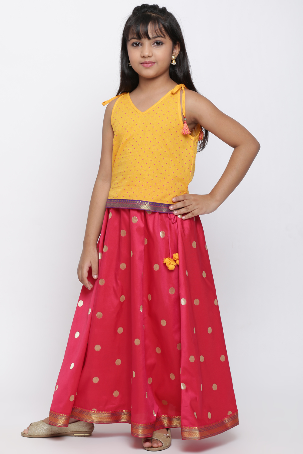 Yellow And Pink Lehenga Set image number 4