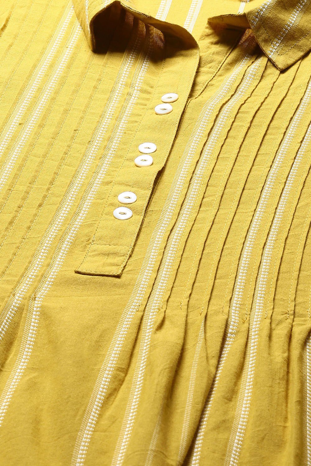 Mustard Natural Doby Straight Yarndyed 2 Piece Set image number 1