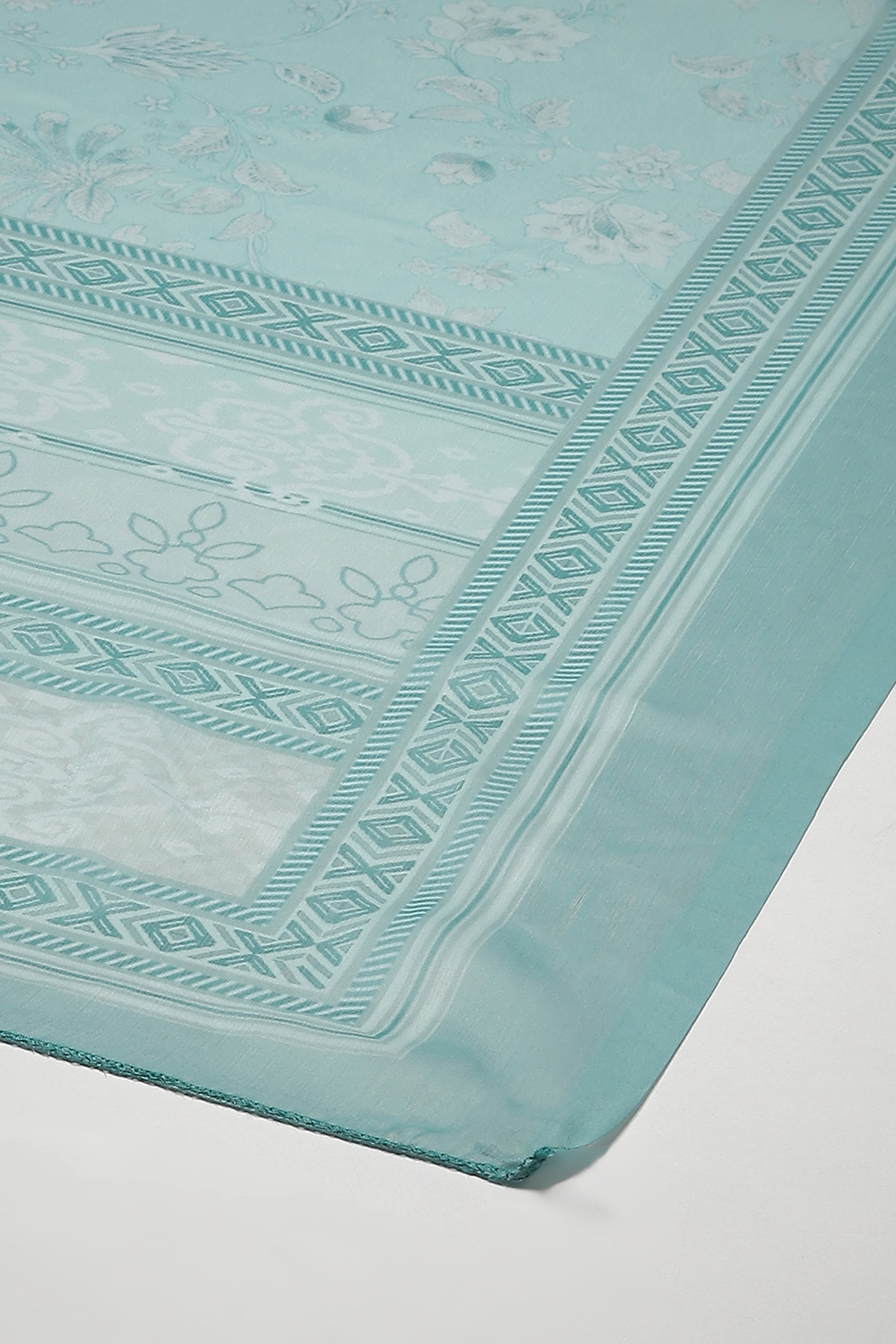 Light Blue Silk Blend Digital Print Unstitched Suit Set image number 4