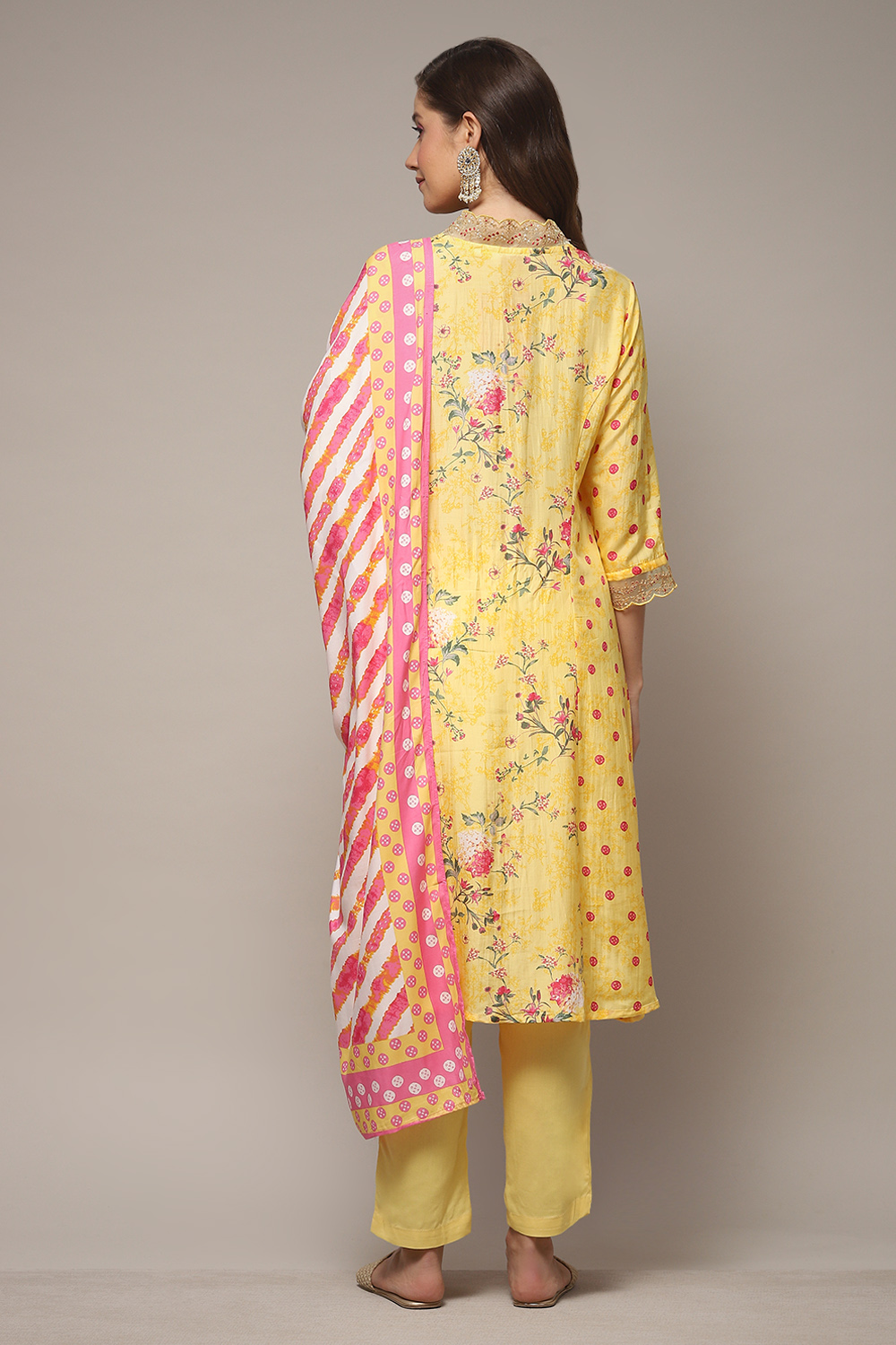 Yellow Modal A-Line Kurta Palazzo Suit Set image number 2