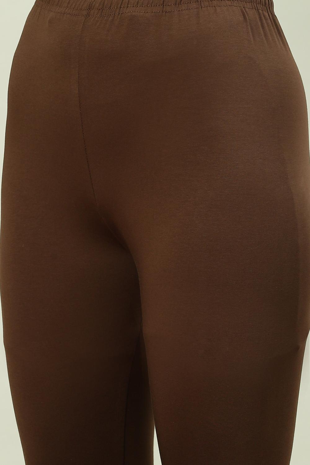 Camel Cotton Blend Solid Churidar image number 1