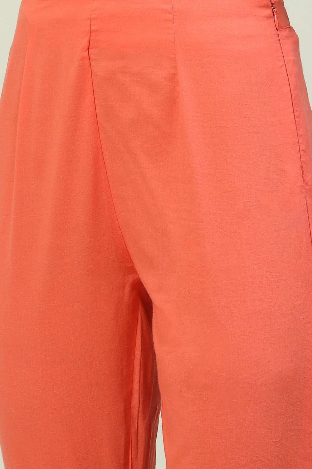 Coral Art Silk Straight Kurta Slim Pants Suit Set image number 2