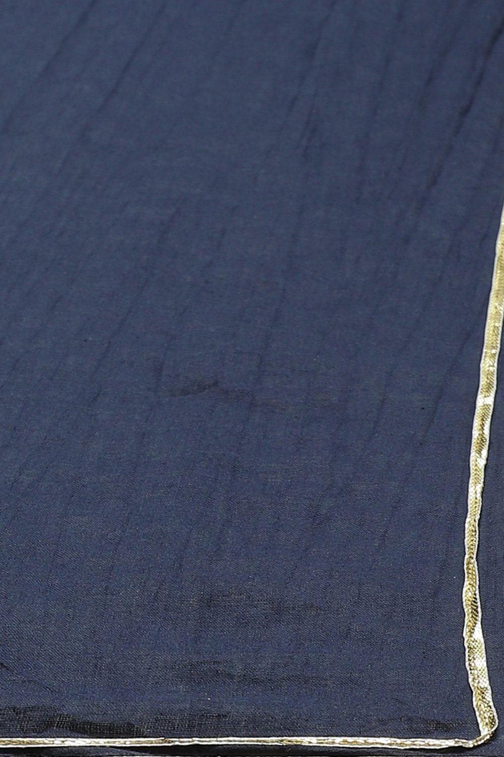 Navy Cotton Straight Kurta Palazzo Suit Set image number 2