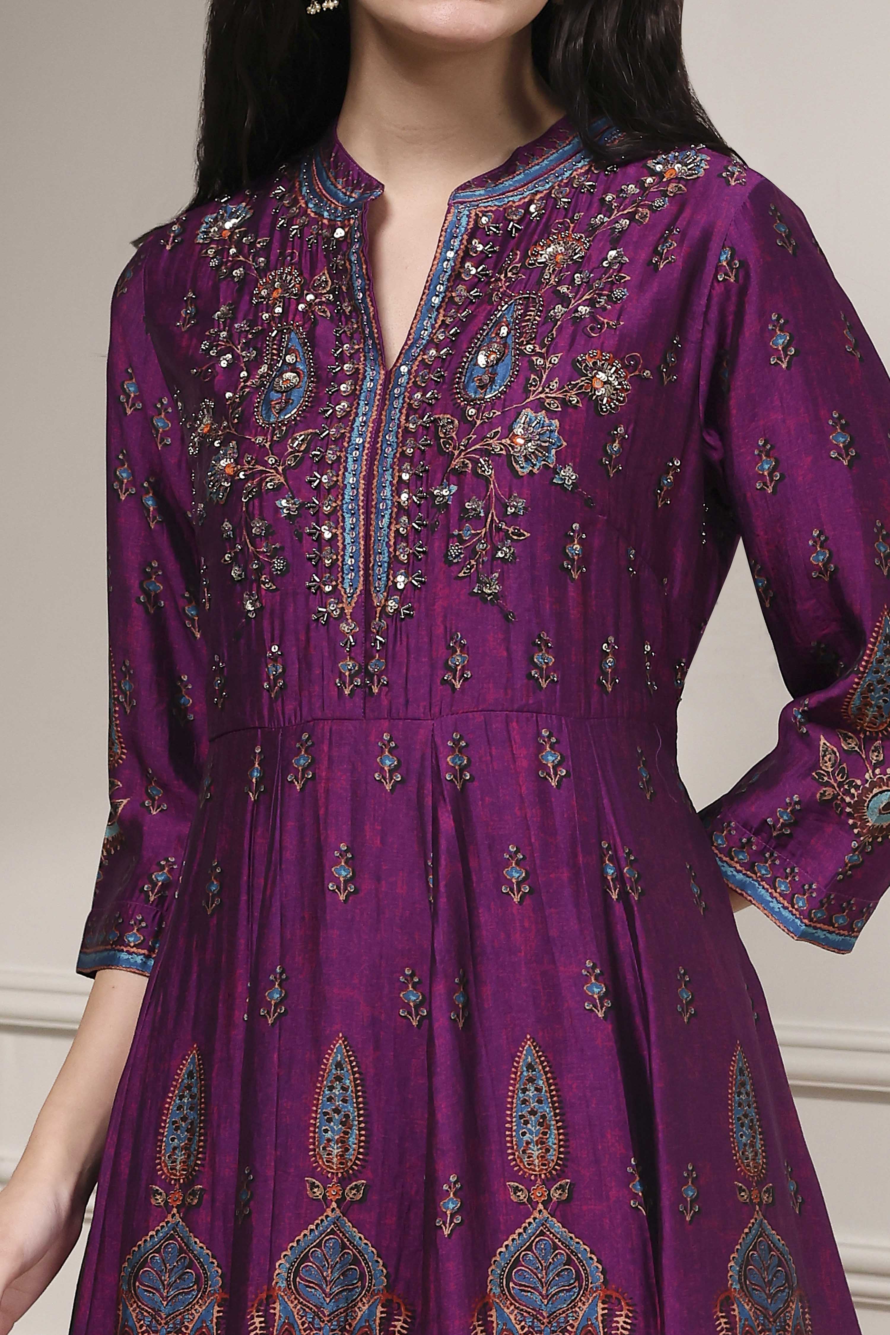 Green Printed Anarkali Suit Set image number 1