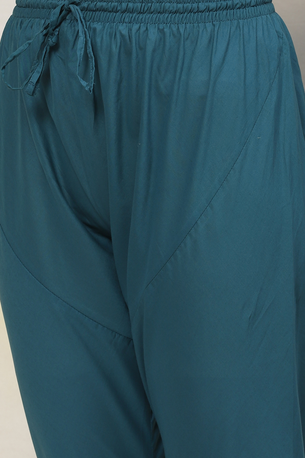 Teal Cotton Anarkali Kurta Churidar Suit Set image number 3