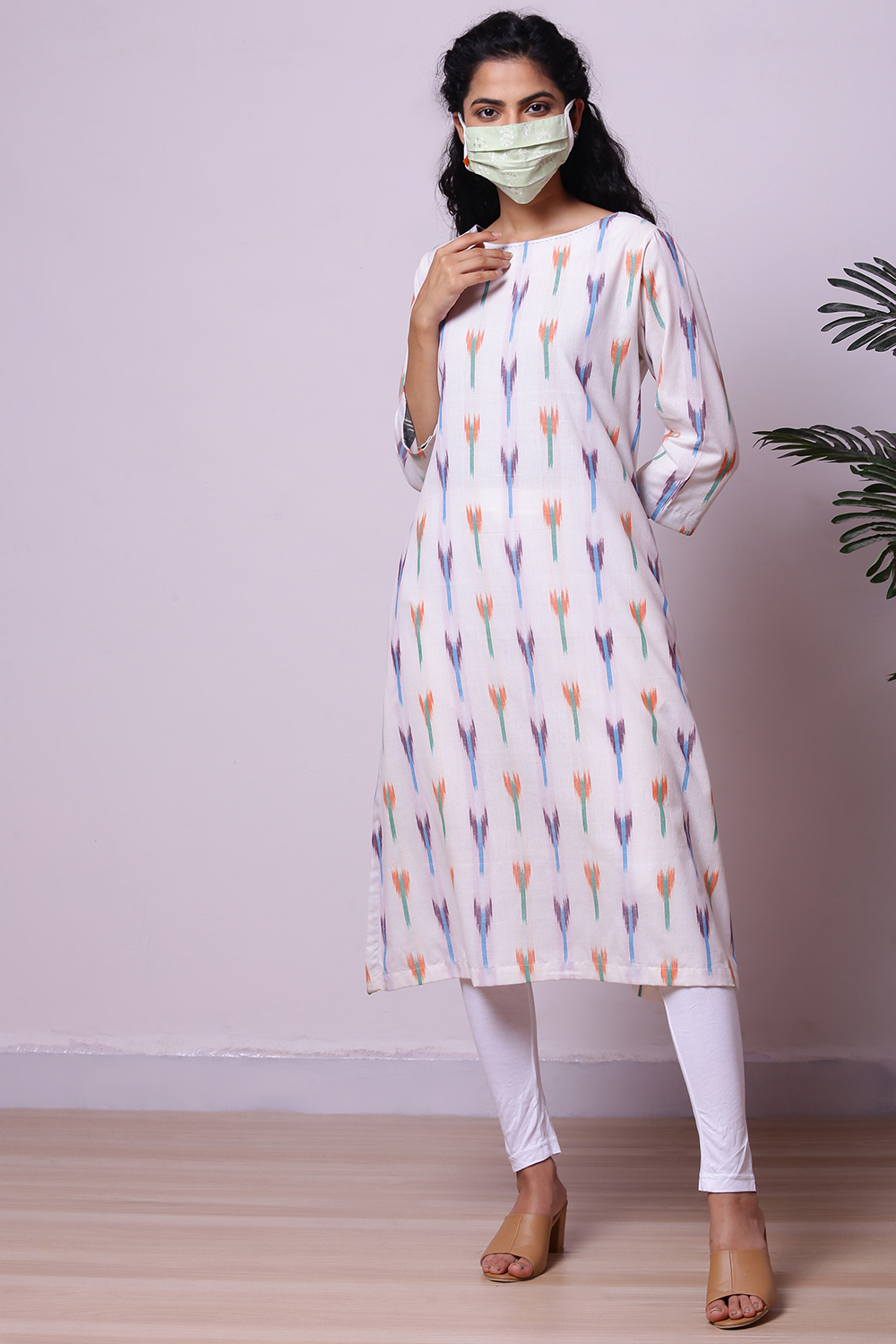 Off White Cotton Yarndyed Kurta image number 6