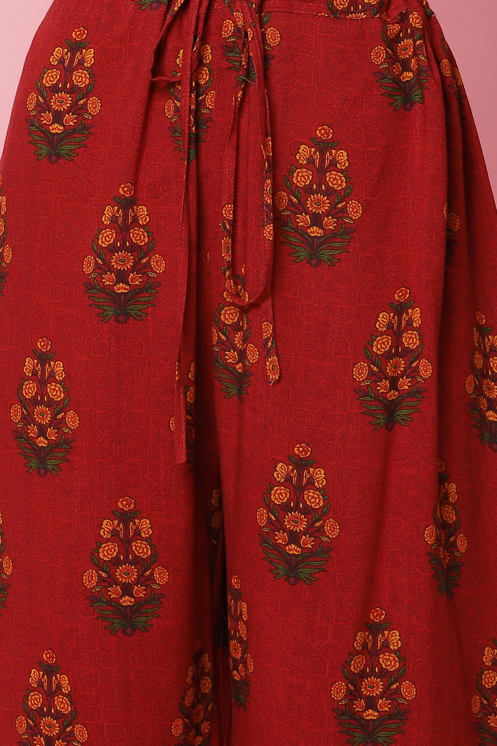 Rust Cotton Floral Palazzo Pants image number 1