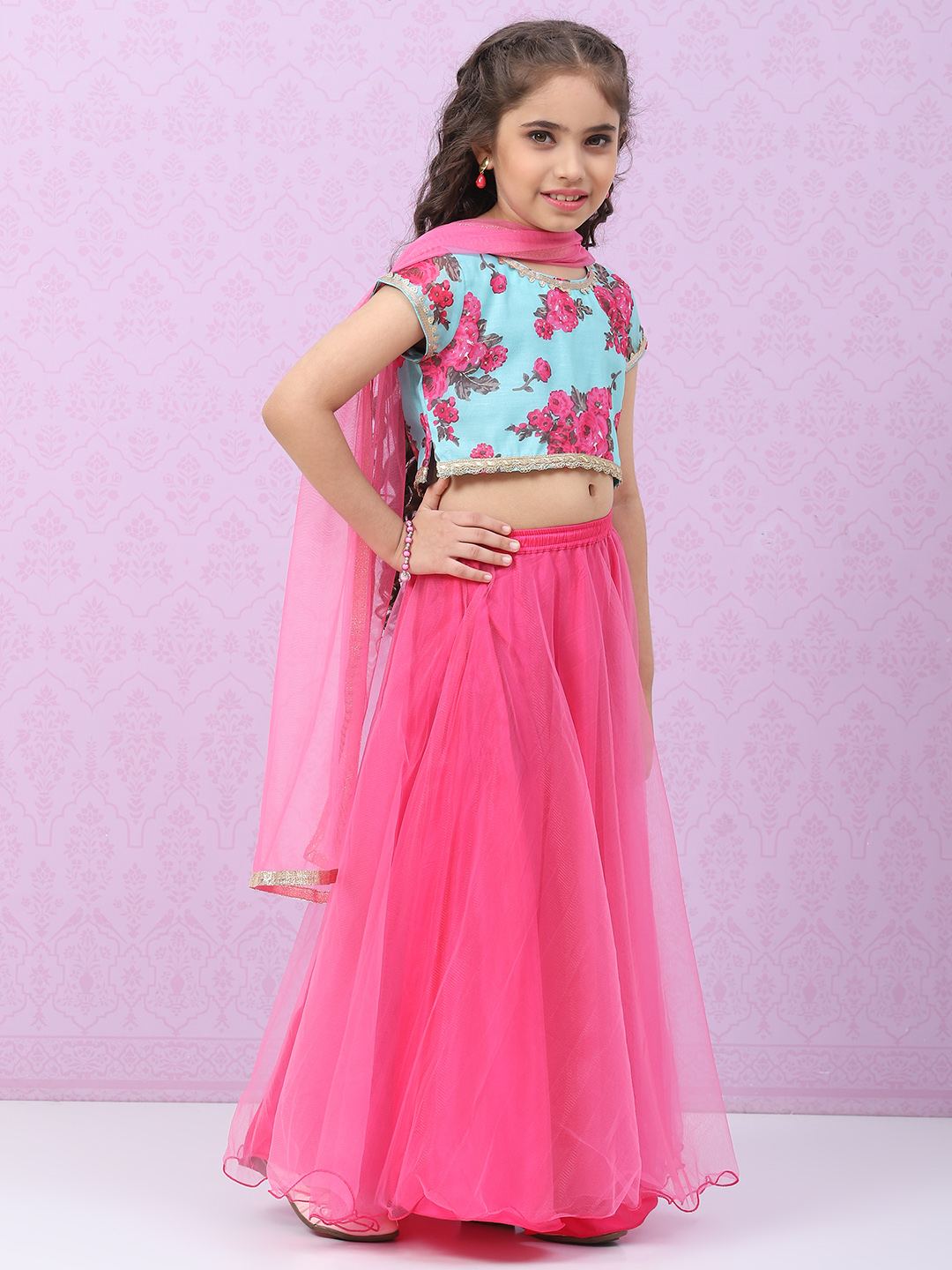 Pink Art Silk Lehenga Set image number 6