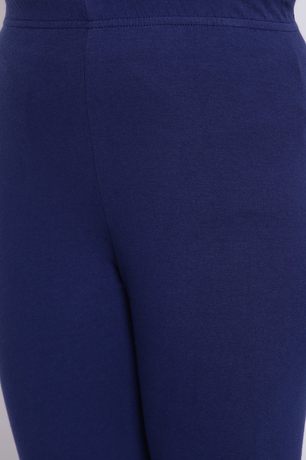 Navy Blue Cotton Lycra Solid Leggings image number 1