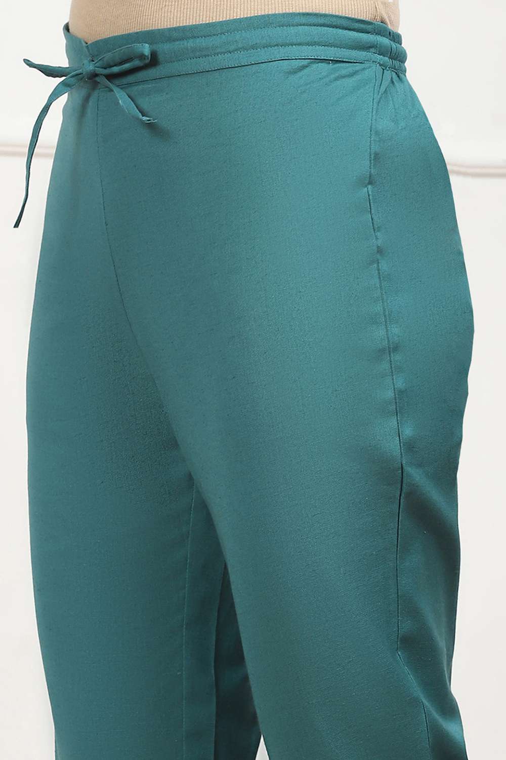 Rust Cotton Solid Regular Pants image number 1
