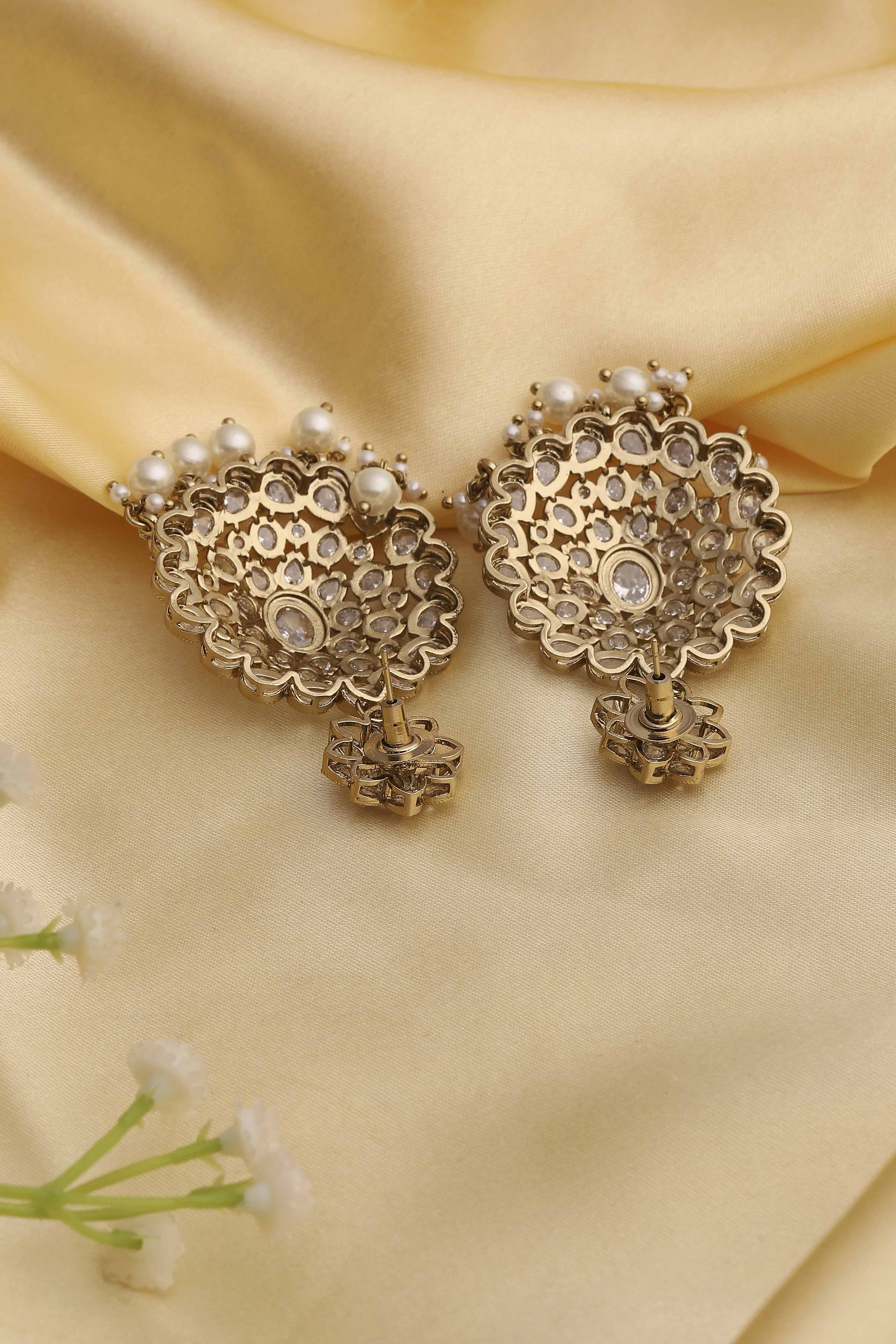 Gold Plated Alloy Stone Studded Chandbalis image number 2