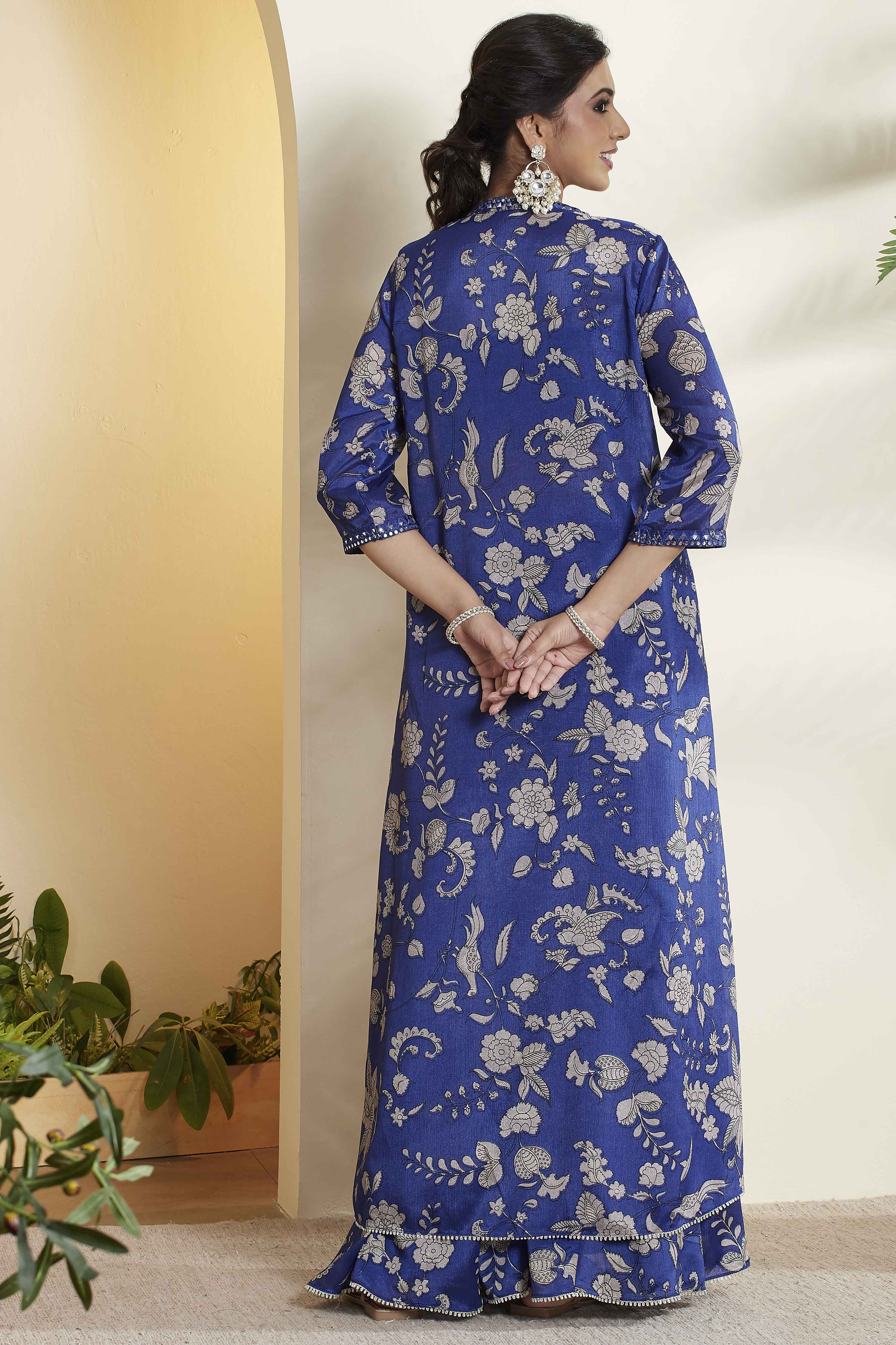 Bright Blue Polyester Straight Saree image number 6