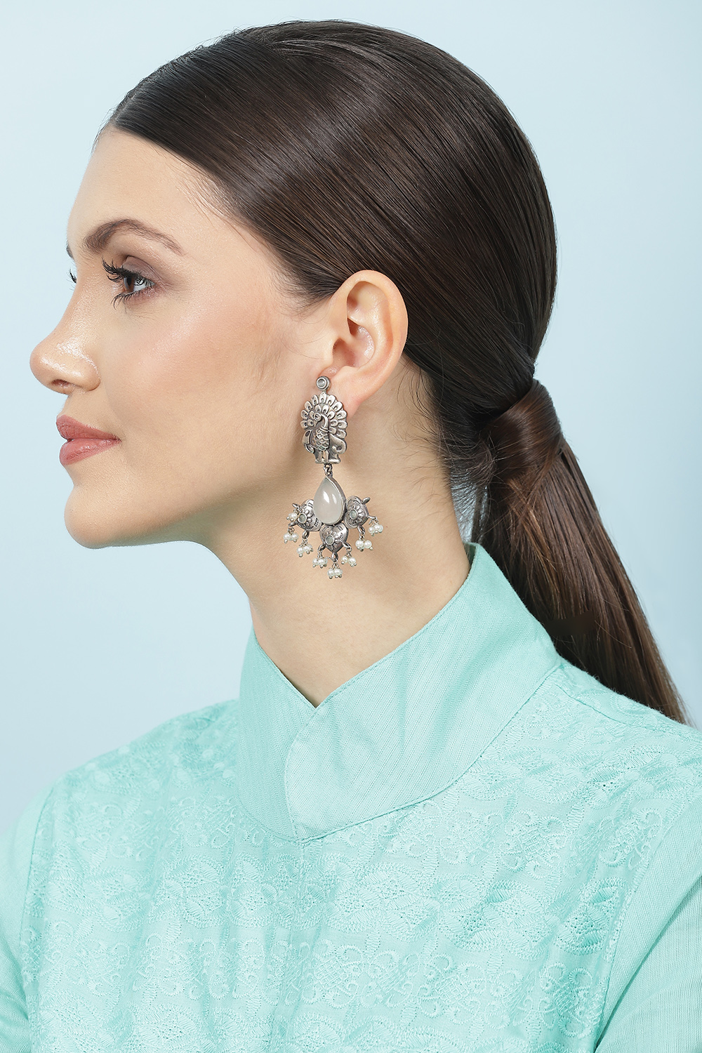 Silver Oxidised Earrings image number 3