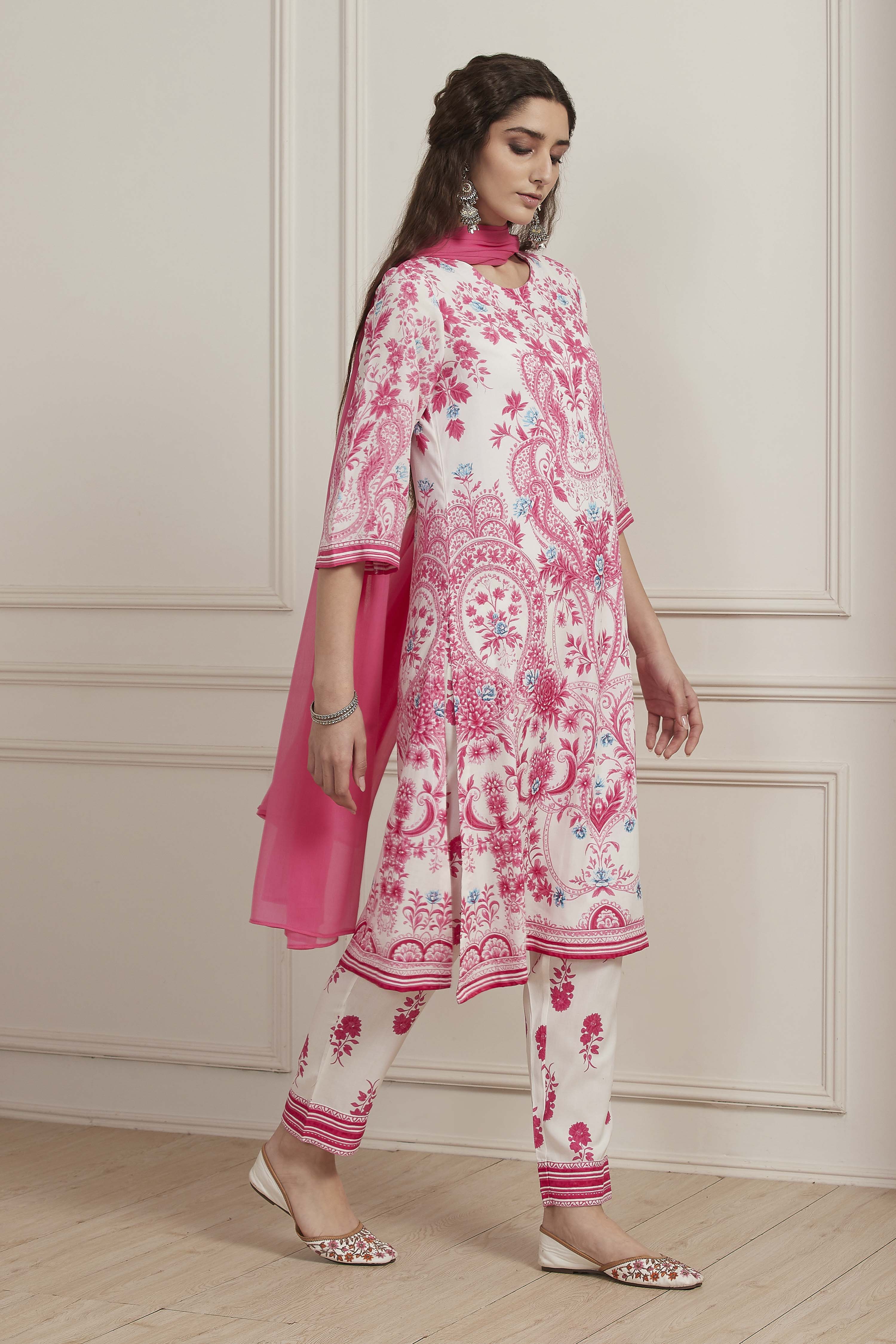 Blue Viscose Rayon Straight Suit Set image number 5