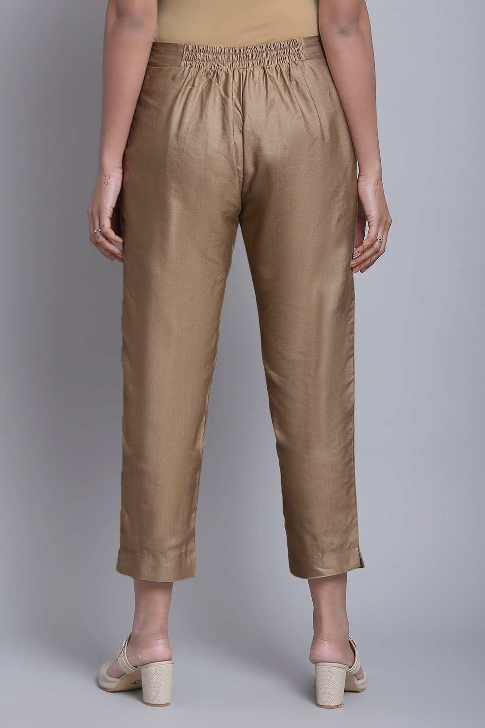 Brown Viscose Silk Pants image number 5