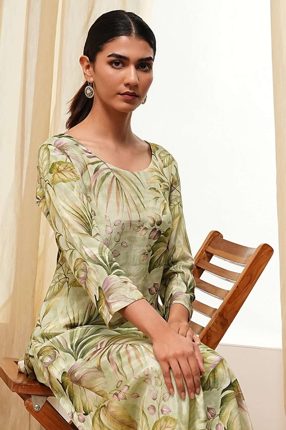 Pink Modal Floral Printed Straight Kurta Set image number 9
