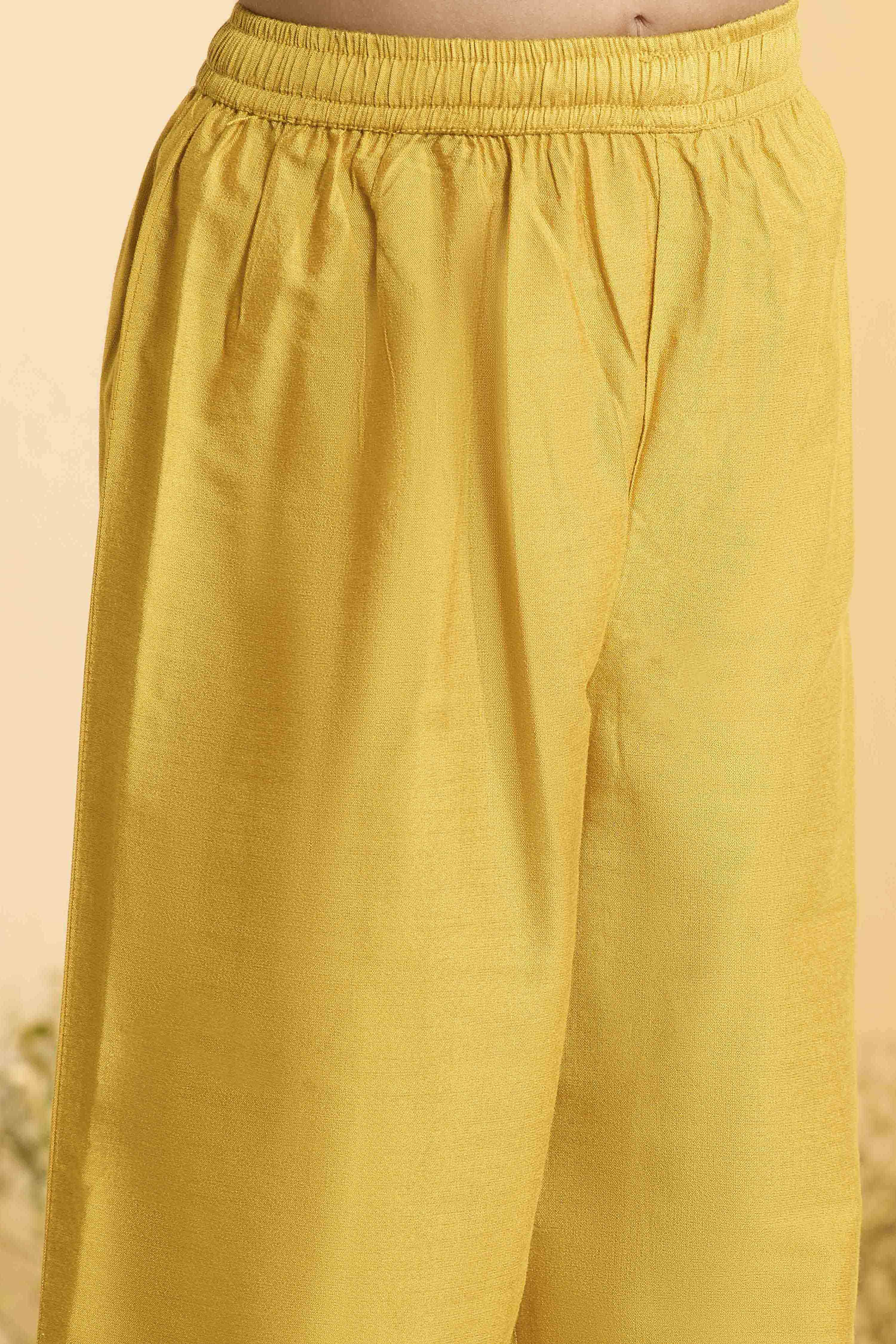 Yellow Embroidered Straight kurta Set image number 2