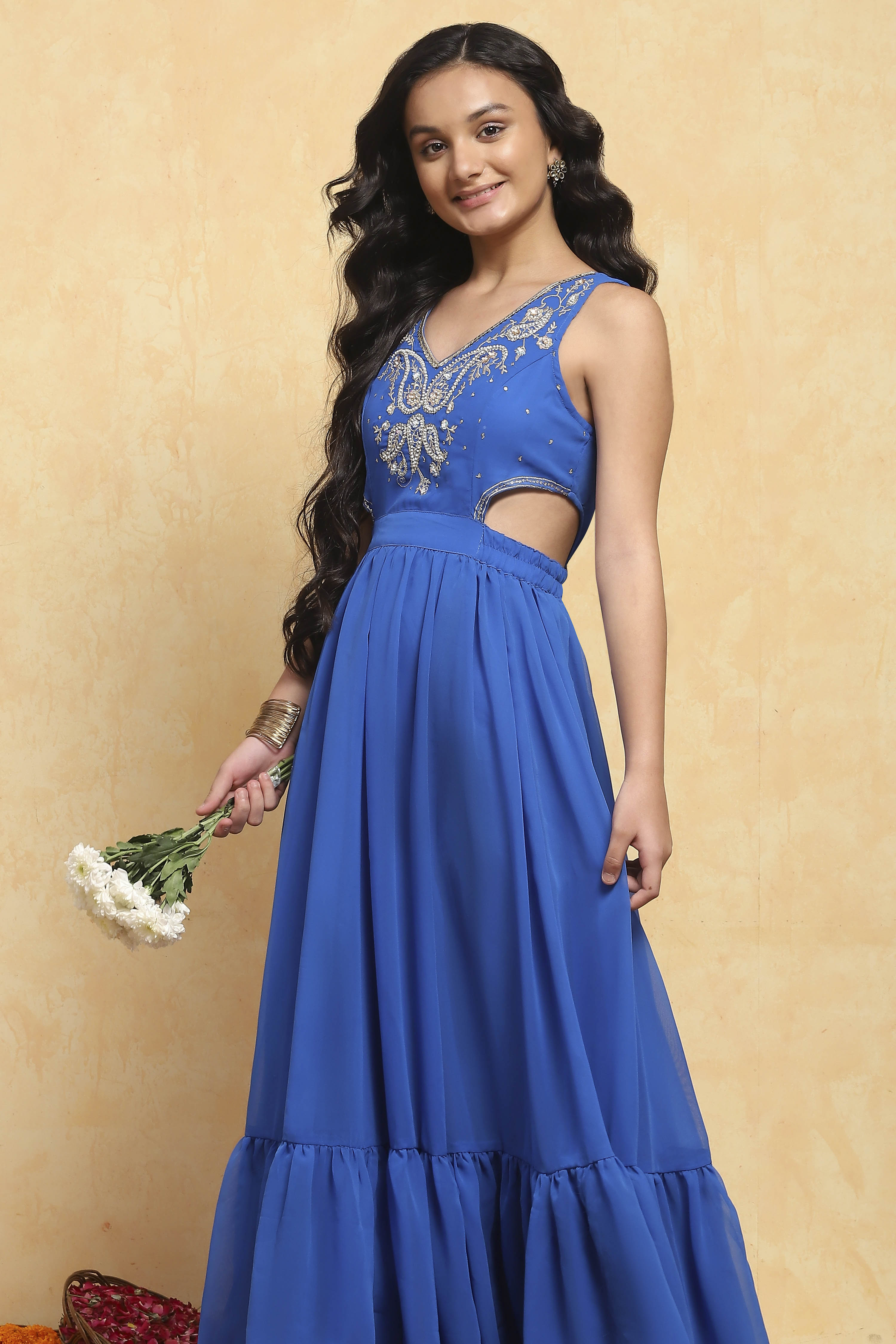 Electric Blue Polyester Dress image number 6