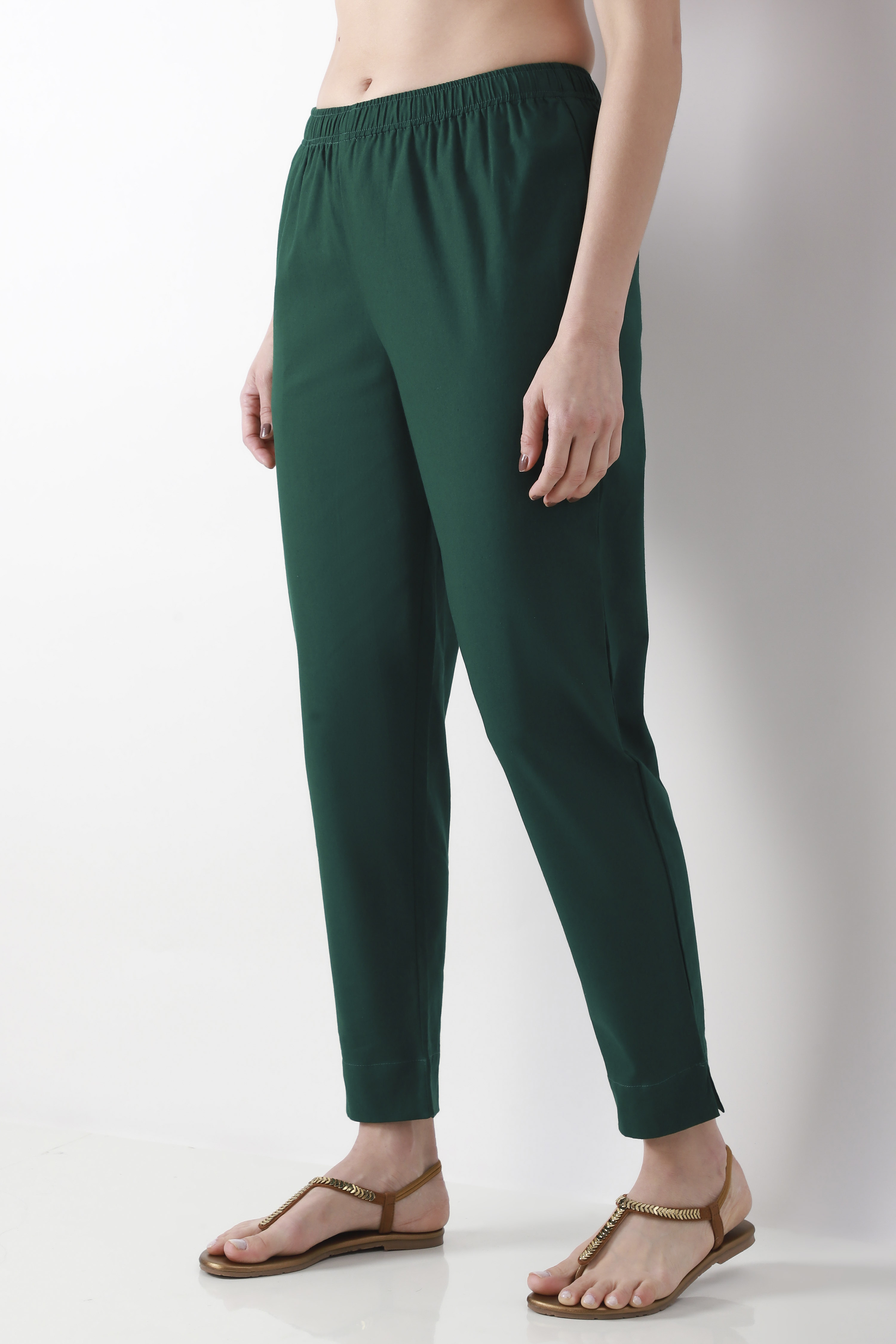 Blue Cotton Slim Pants image number 2