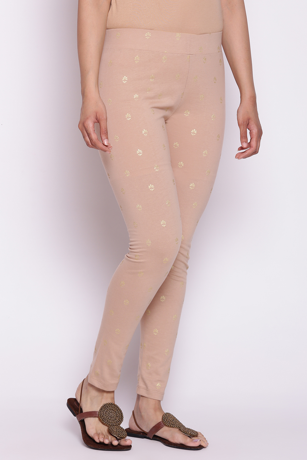 Beige Cotton Leggings image number 4