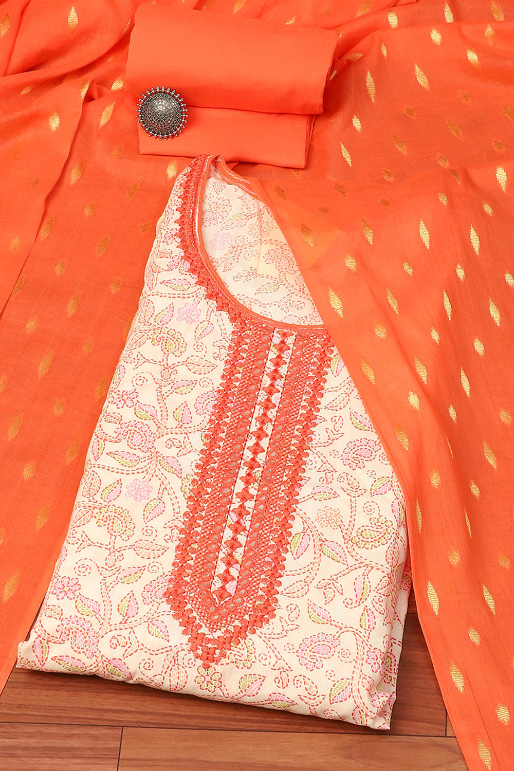 Gajri Cotton Woven Unstitched Suit Set image number 0