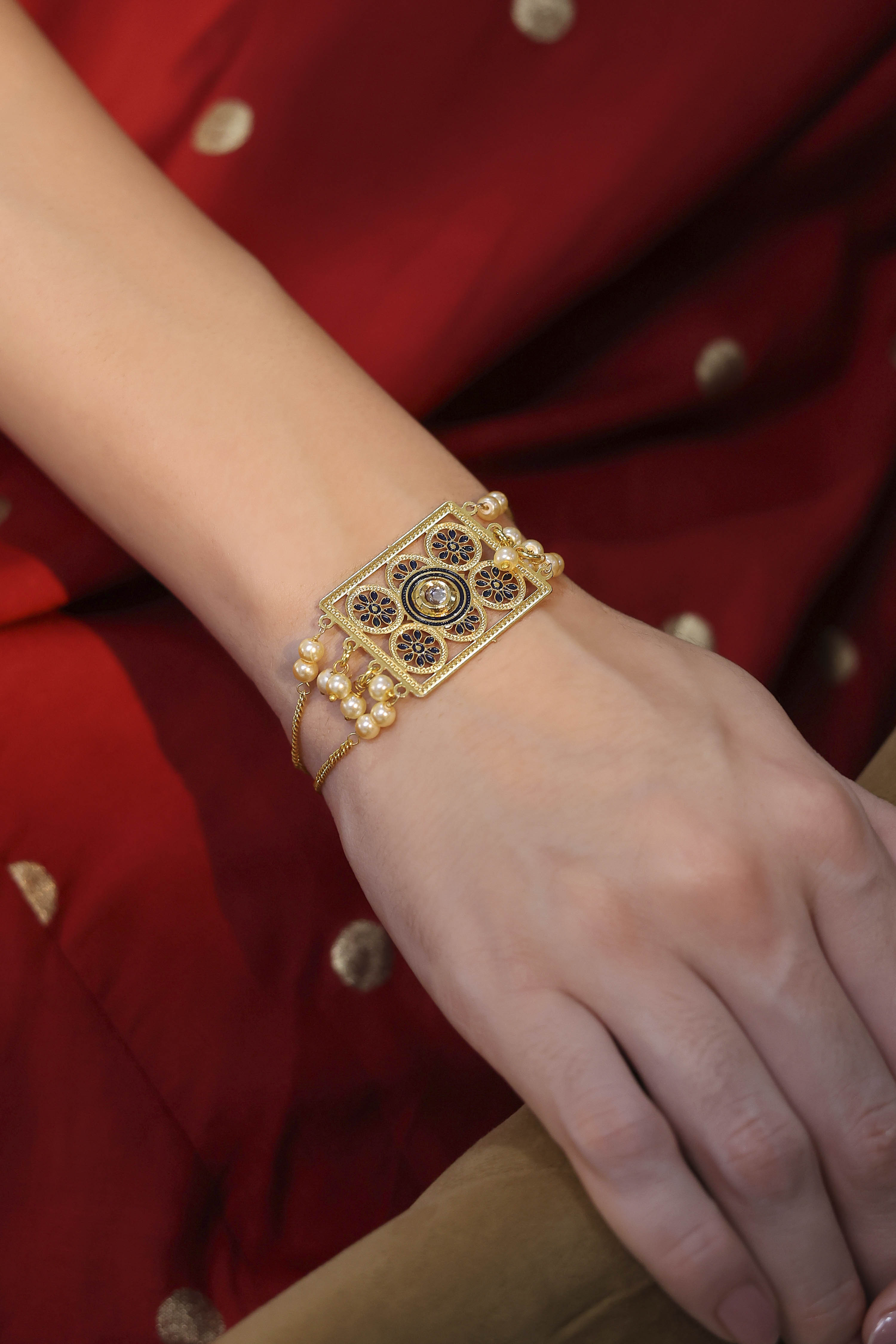 Gold Black Brass Bracelet image number 1