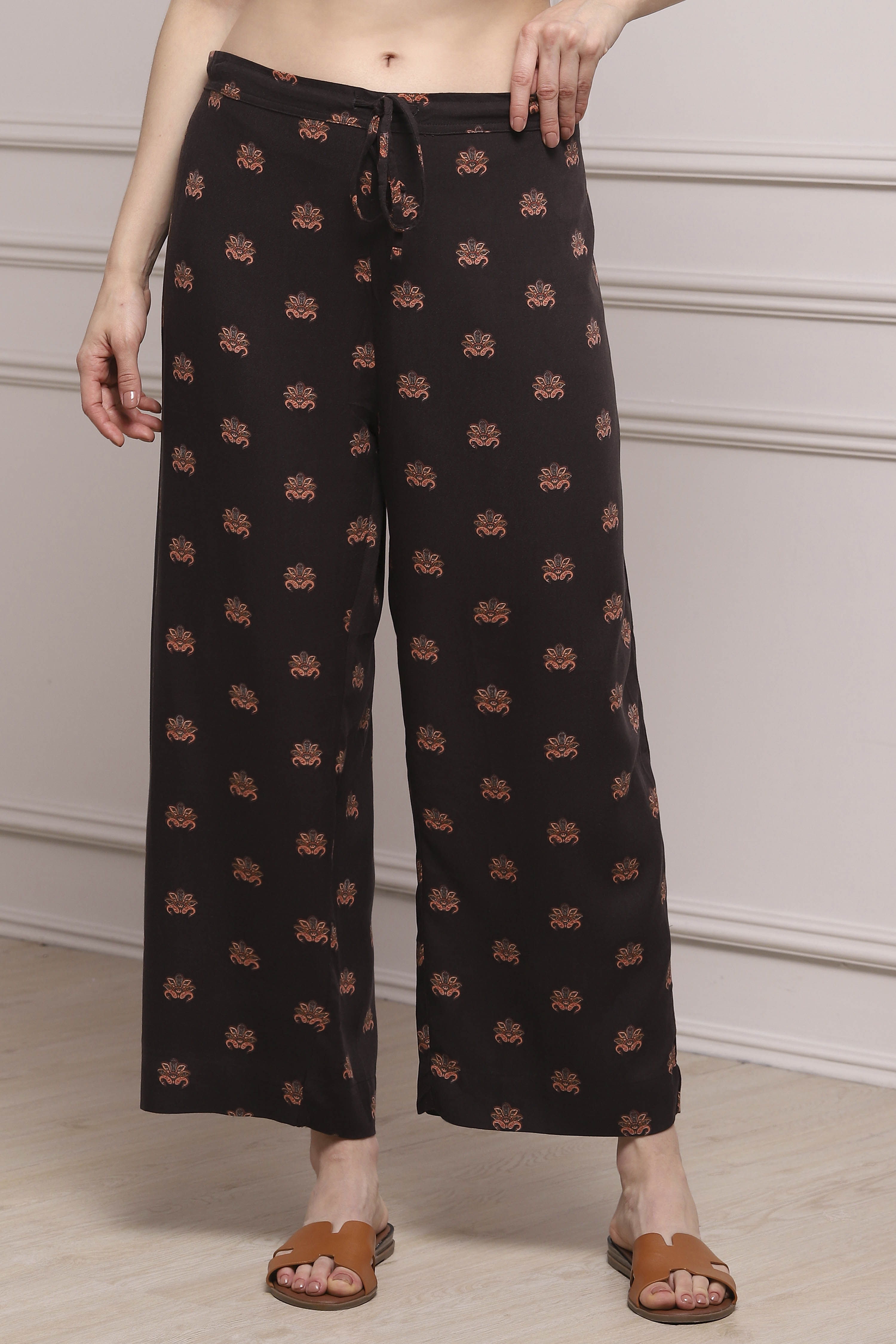 Brown Rayon Palazzo image number 4