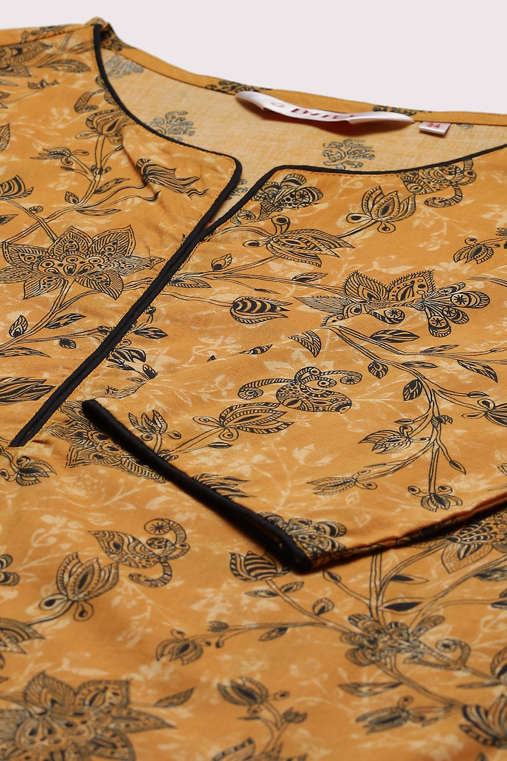 Navy Cotton Straight Printed Kurta image number 1