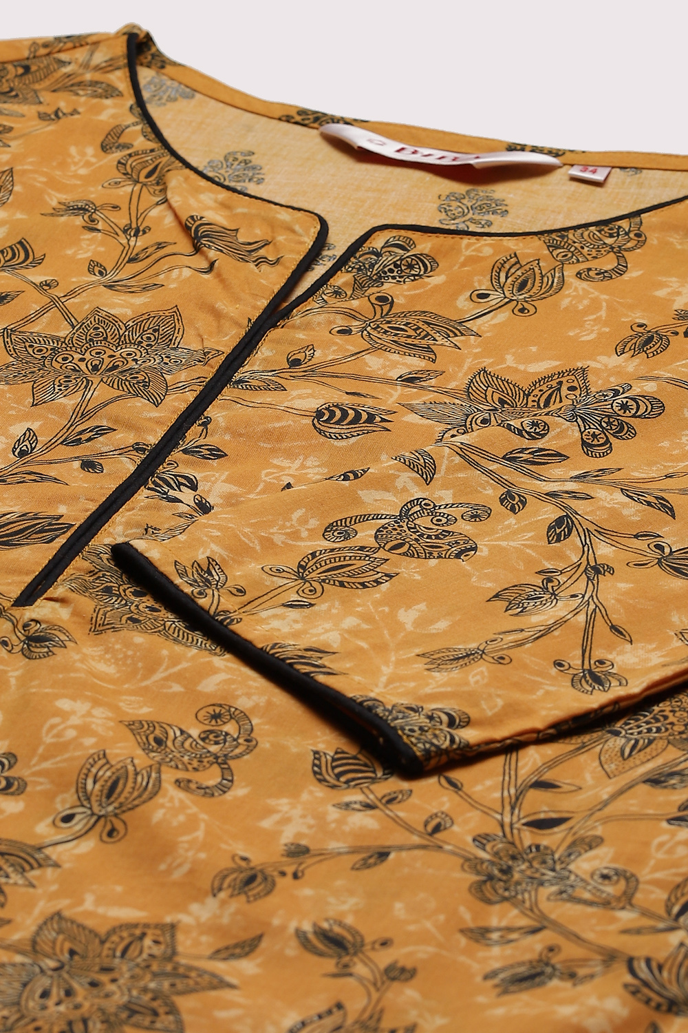 Ochre Cotton Straight Printed Kurta image number 1