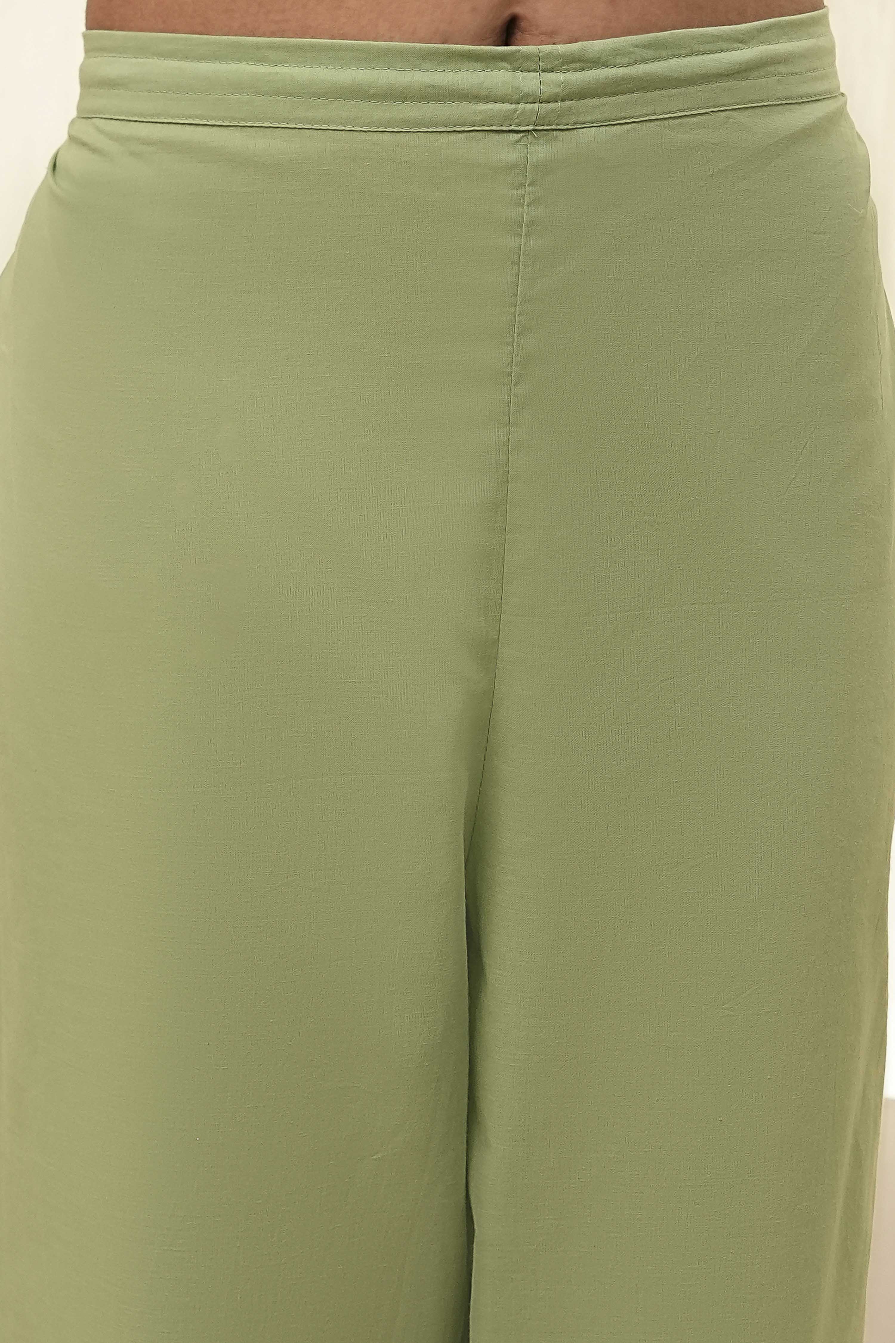 Aqua Embroidered Straight Suit Set image number 1