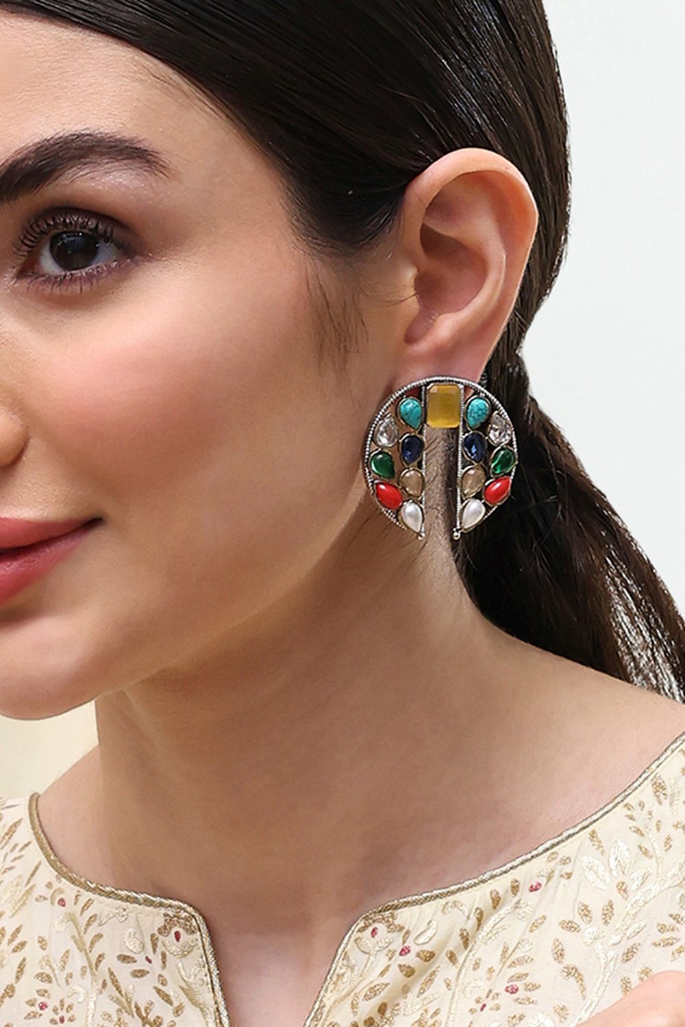 Multi-Colored Gold-Plated Studs image number 1