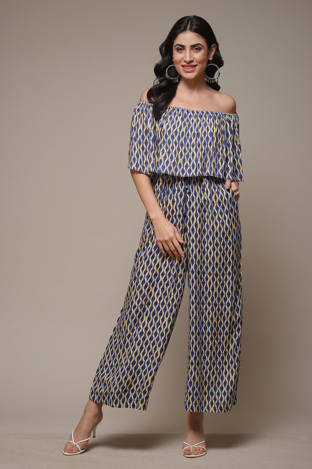 Navy LIVA Printed Jumpsuit image number 1