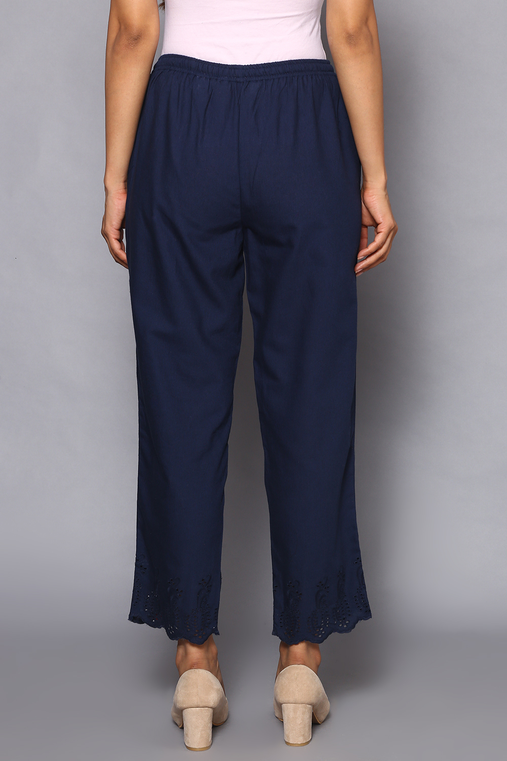 Buy Navy Cotton Ankle Length Pants (Pants) for N/A0.0