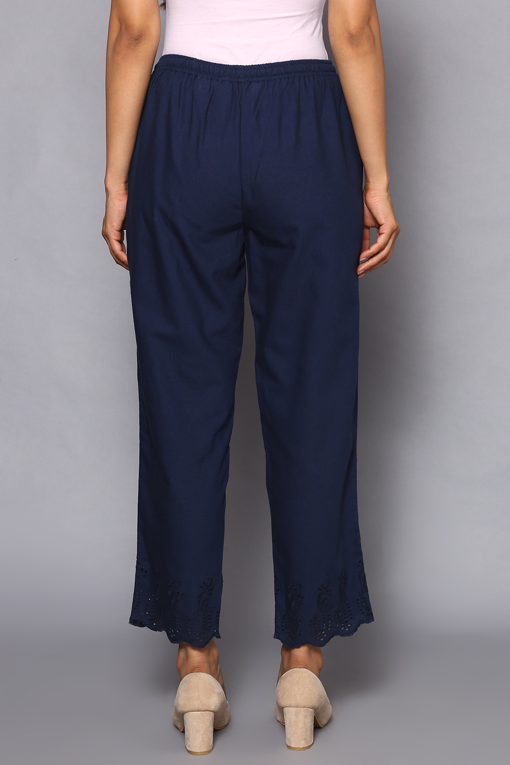 Navy Cotton Ankle Length Pants image number 5