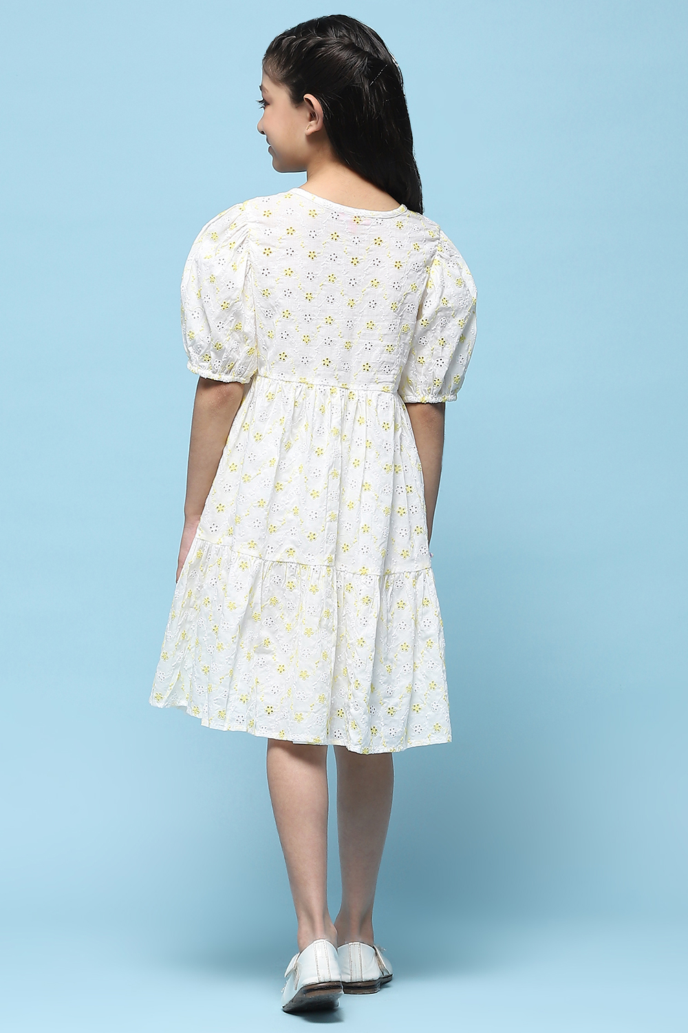 White Cotton Tired Dress image number 3