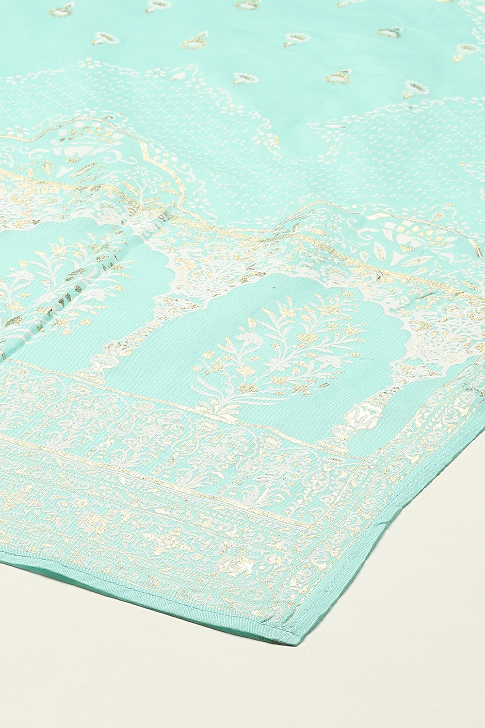 Sea Green Cotton Straight Kurta Pants Suit Set image number 3